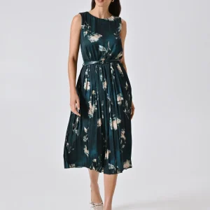 Abito Plissé Verde stampa Floreale