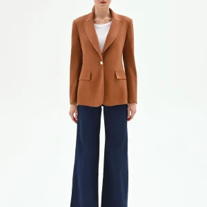 Giacca effetto camoscio cammello