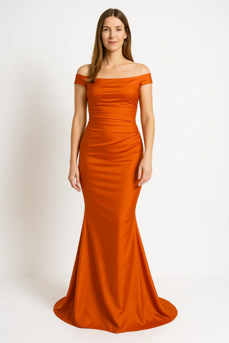 Robe Élégante Orange Satinée – Image 2