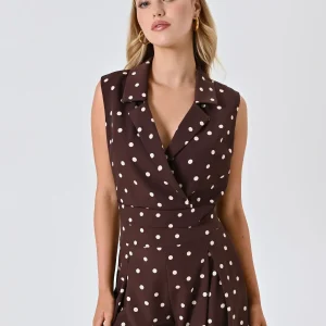 Top Marrone con Pois Bianchi