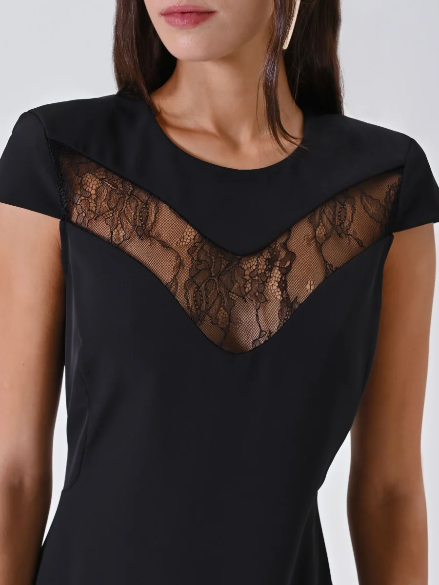 Tubino Nero con Carré in Pizzo – Image 3