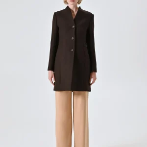 Cappotto Marrone con Collo in Piedi