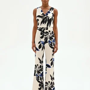 Tuta fluida stampata blu cina