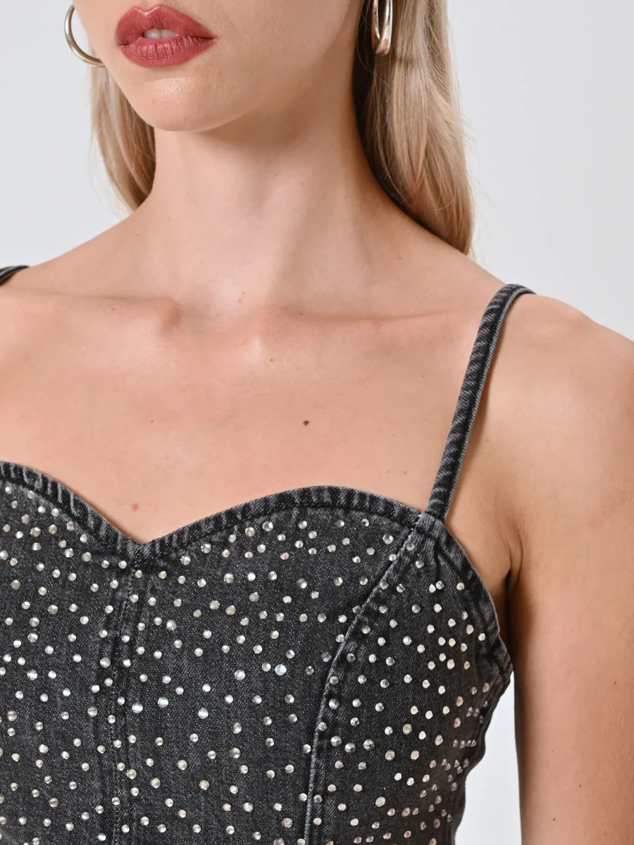 Top Grigio con Strass – Image 3