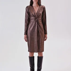 Tubino Drappeggiato in Maglia Laminata Bronzo