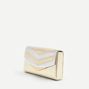 Borsa pochette bicolore platino