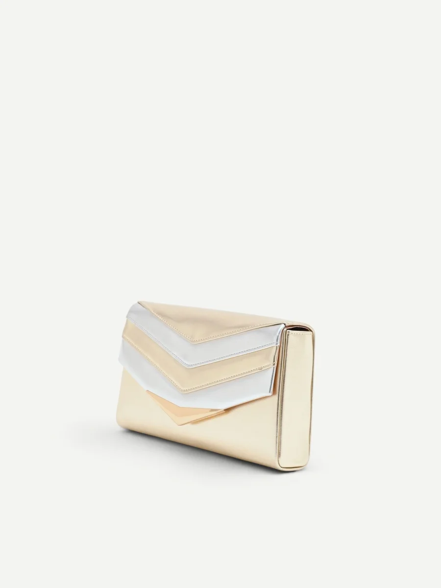 Borsa pochette bicolore platino