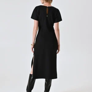 Tubino Midi Nero in Punto Milano con Nodo