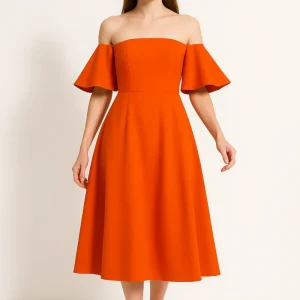 Robe Cocktail Mariage Orange