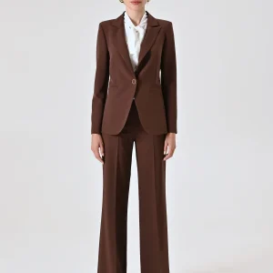 Giacca Monopetto in Tessuto Tecnico Marrone