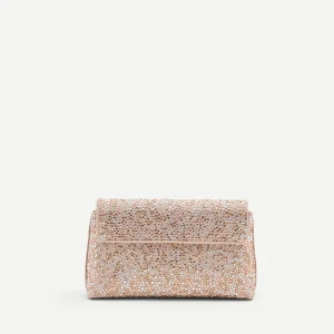 Pochette gioiello rosa cipria con strass all over