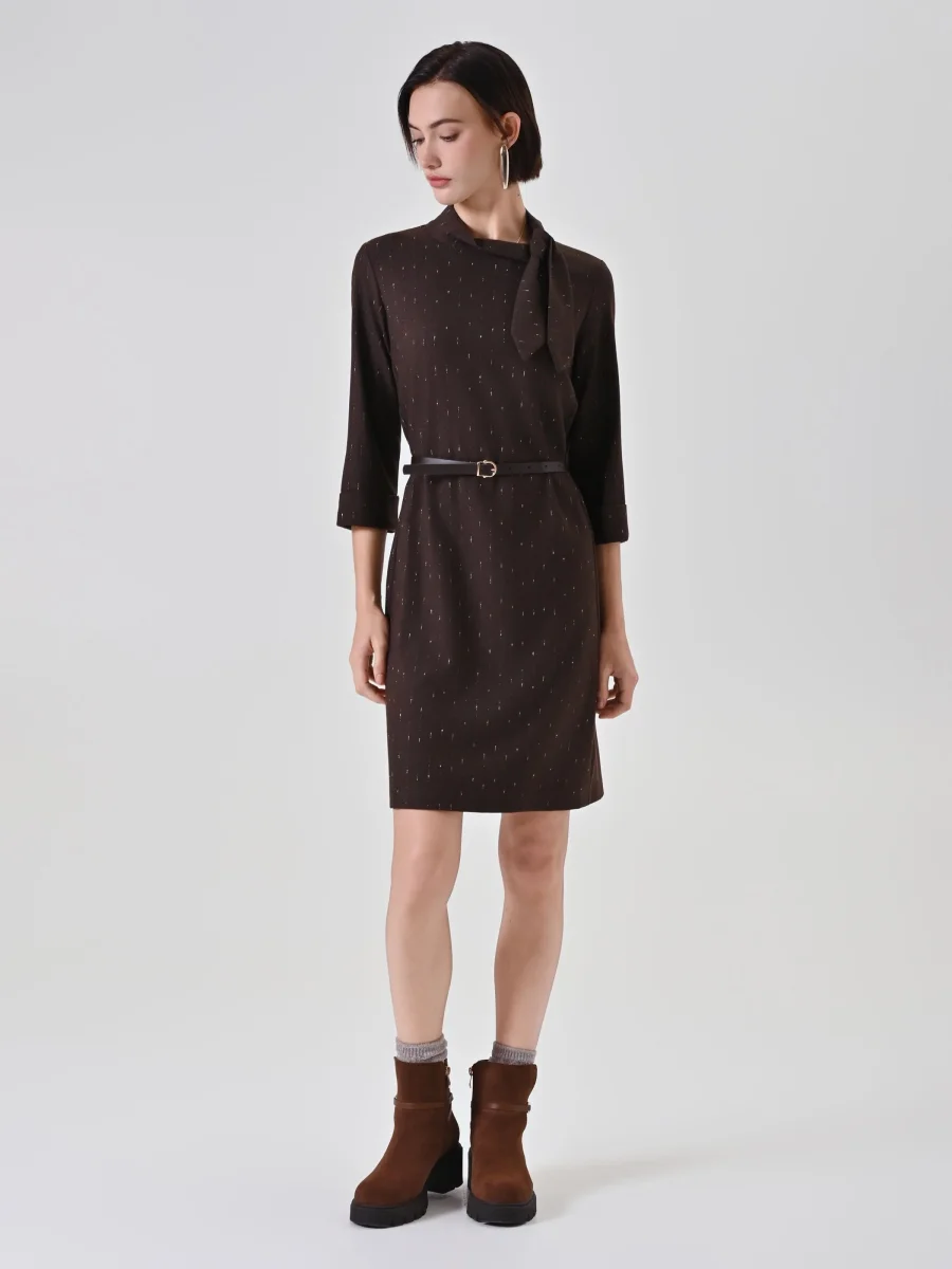 Abito cioccolato gessato con fusciacca – Image 5