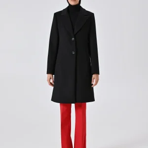 Cappotto Nero Midi in Velour