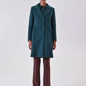 Cappotto Verde Midi in Velour
