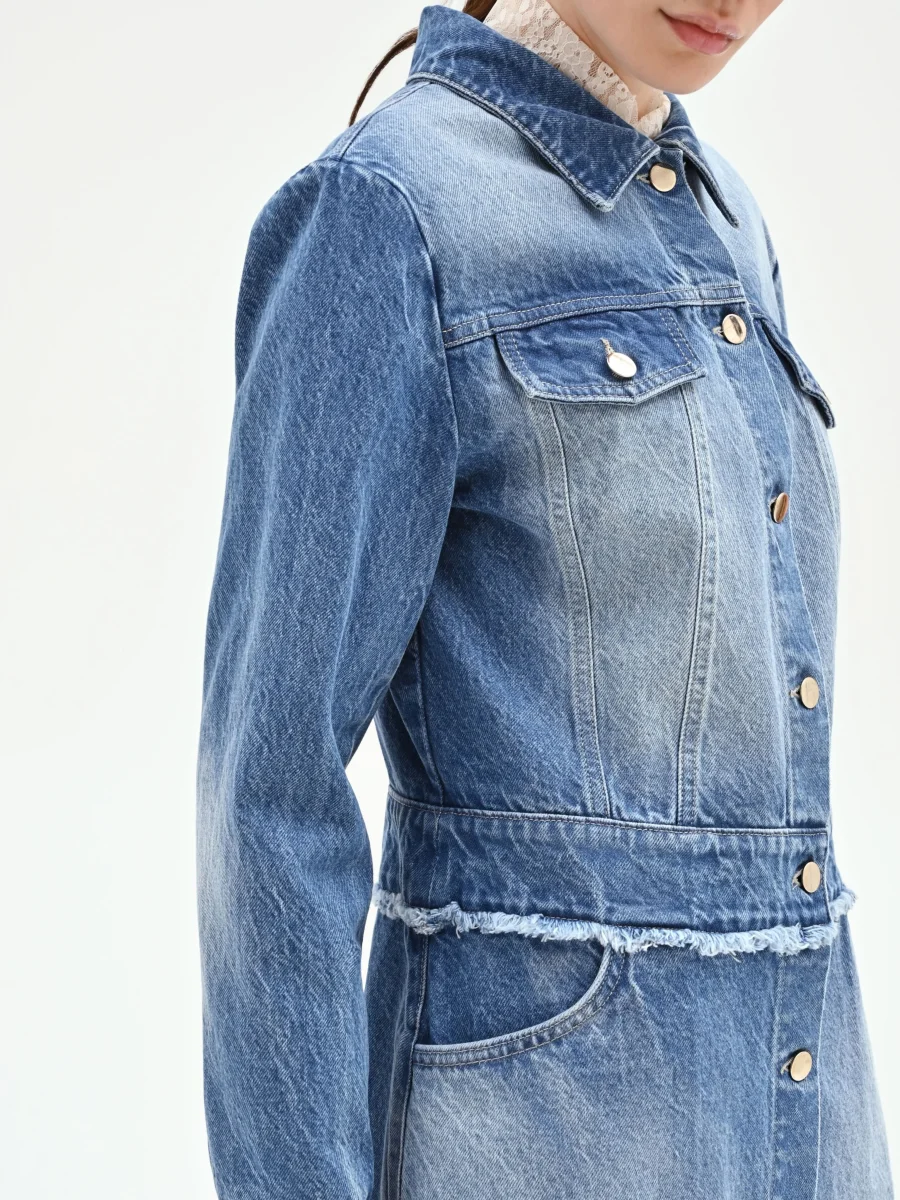 Capospalla lungo in denim azzurro – Image 5