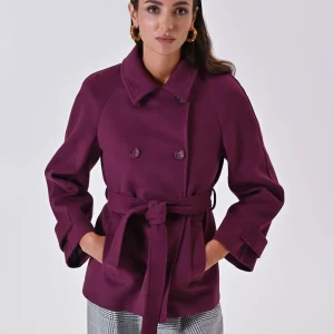 Cappotto Bordeaux Corto in Velour