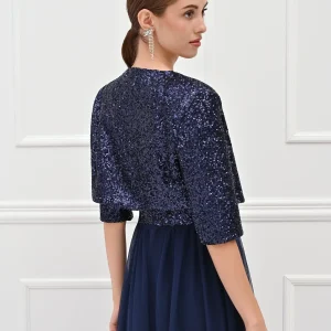 Coprispalle in paillettes blu