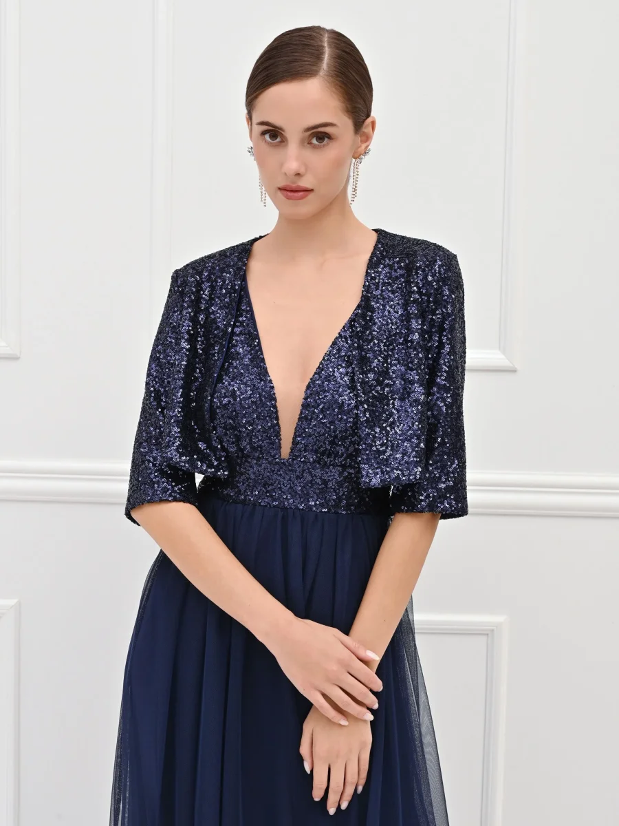 Coprispalle in paillettes blu – Image 6