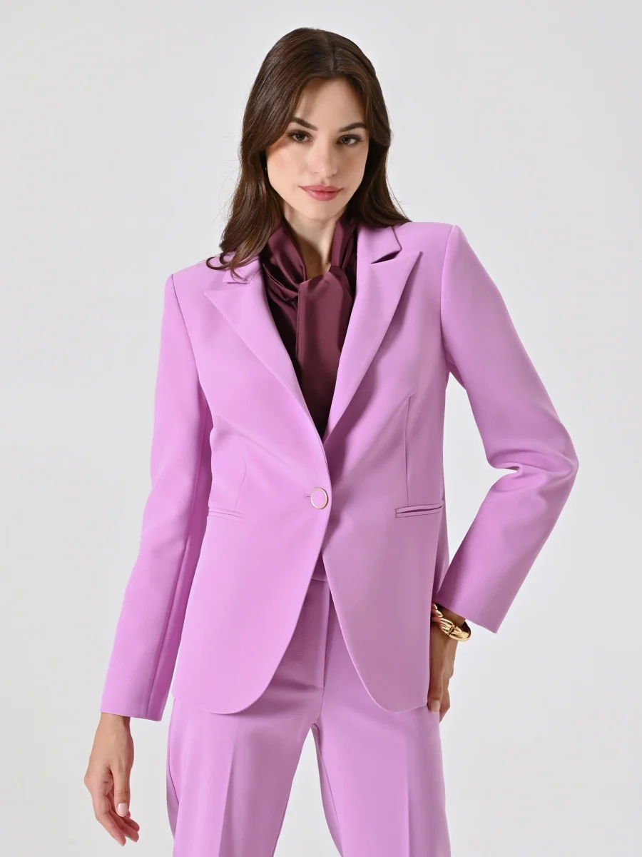 Giacca Monopetto in Tessuto Tecnico Rosa Orchidea – Image 4