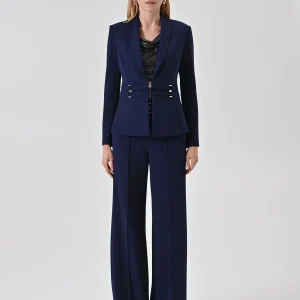 Giacca blazer blu con dettaglio gold