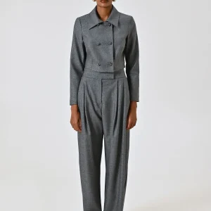 Giacca in Tessuto Spinato con Filo Lurex