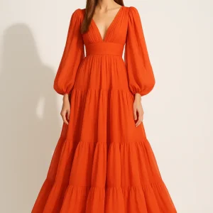 Robe Orange Ample Et Longue