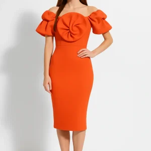 Robe Orange Epaule Dénudée