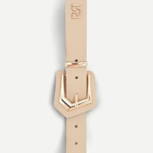 Cintura alta beige con fibbia squadrata