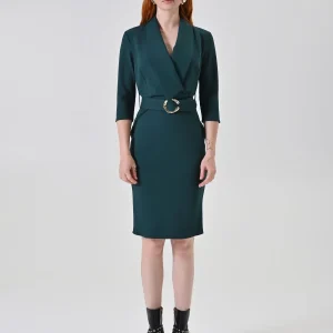 Abito tubino verde con cintura
