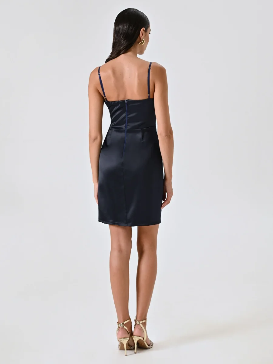 Abito Blu a Ruota in Raso – Image 3