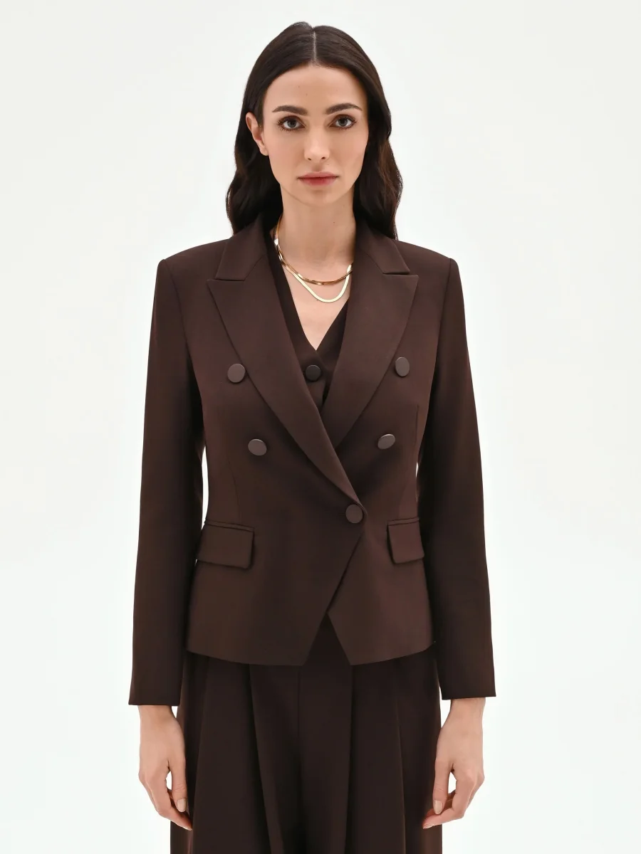 Blazer doppiopetto moro marrone con revers a lancia – Image 4