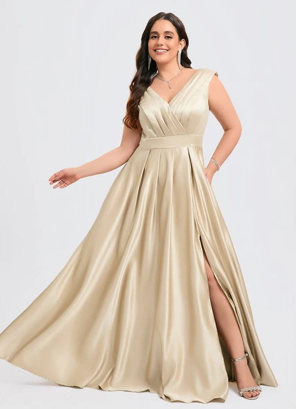 Robe Longue Satin Champagne – Image 8