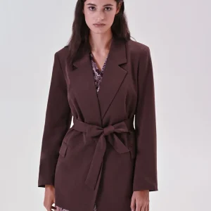 Giacca con Cintura Marrone Cioccolato