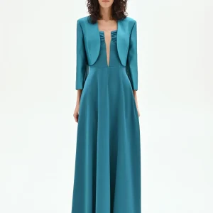 Coprispalla bolero blu ottanio in raso