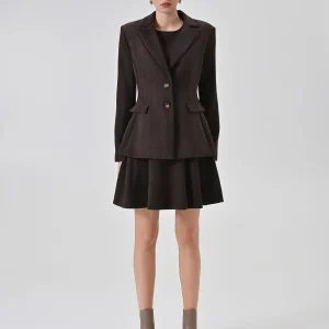 Giacca blazer in velluto color cioccolato