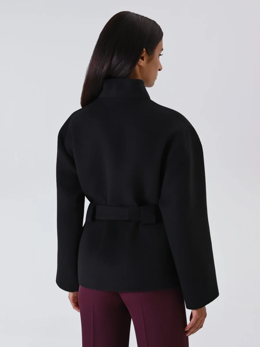 Cappotto Corto Nero con Cintura – Image 4