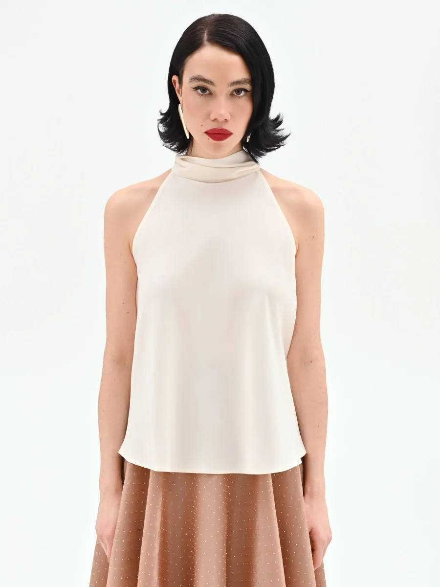 Top panna con scollo all'americana – Image 3