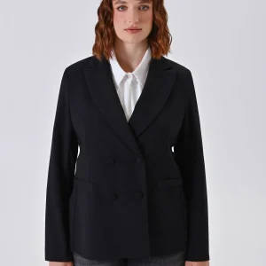 Giacca Curvy Nera Doppiopetto
