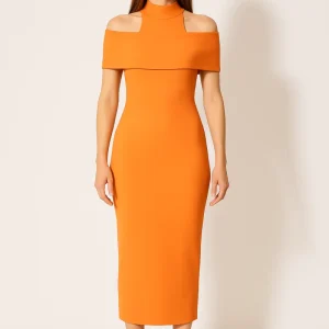 Robe Orange Manches Courtes