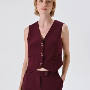 Gilet in Tessuto Tecnico Bordeaux