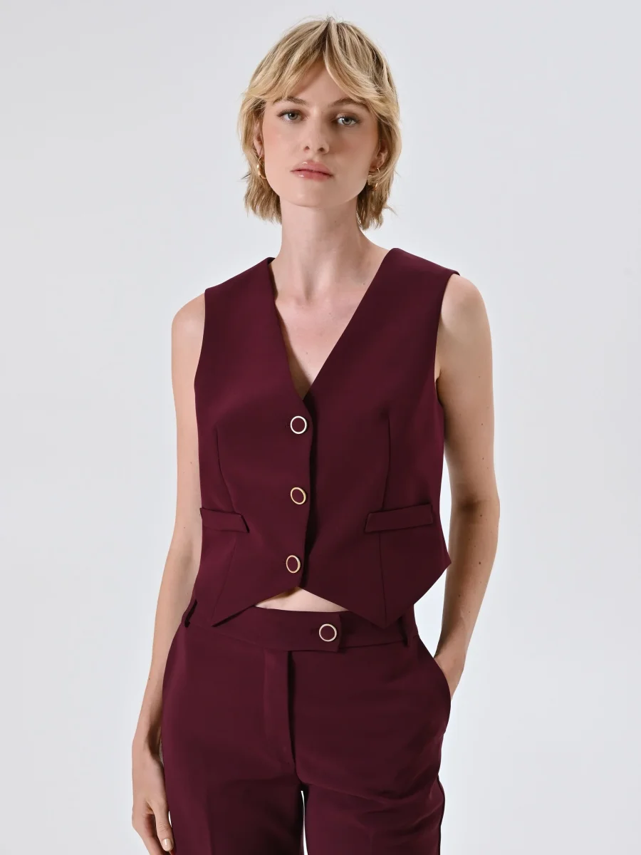 Gilet in Tessuto Tecnico Bordeaux