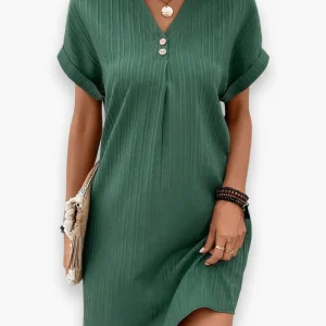 Robe Décontractée à Col V pour Femme | Chic Léger