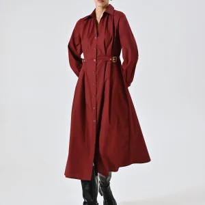 Chemisier Bordeaux con Fibbie