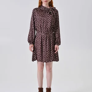 Abito chemisier a pois cioccolato con fusciacca