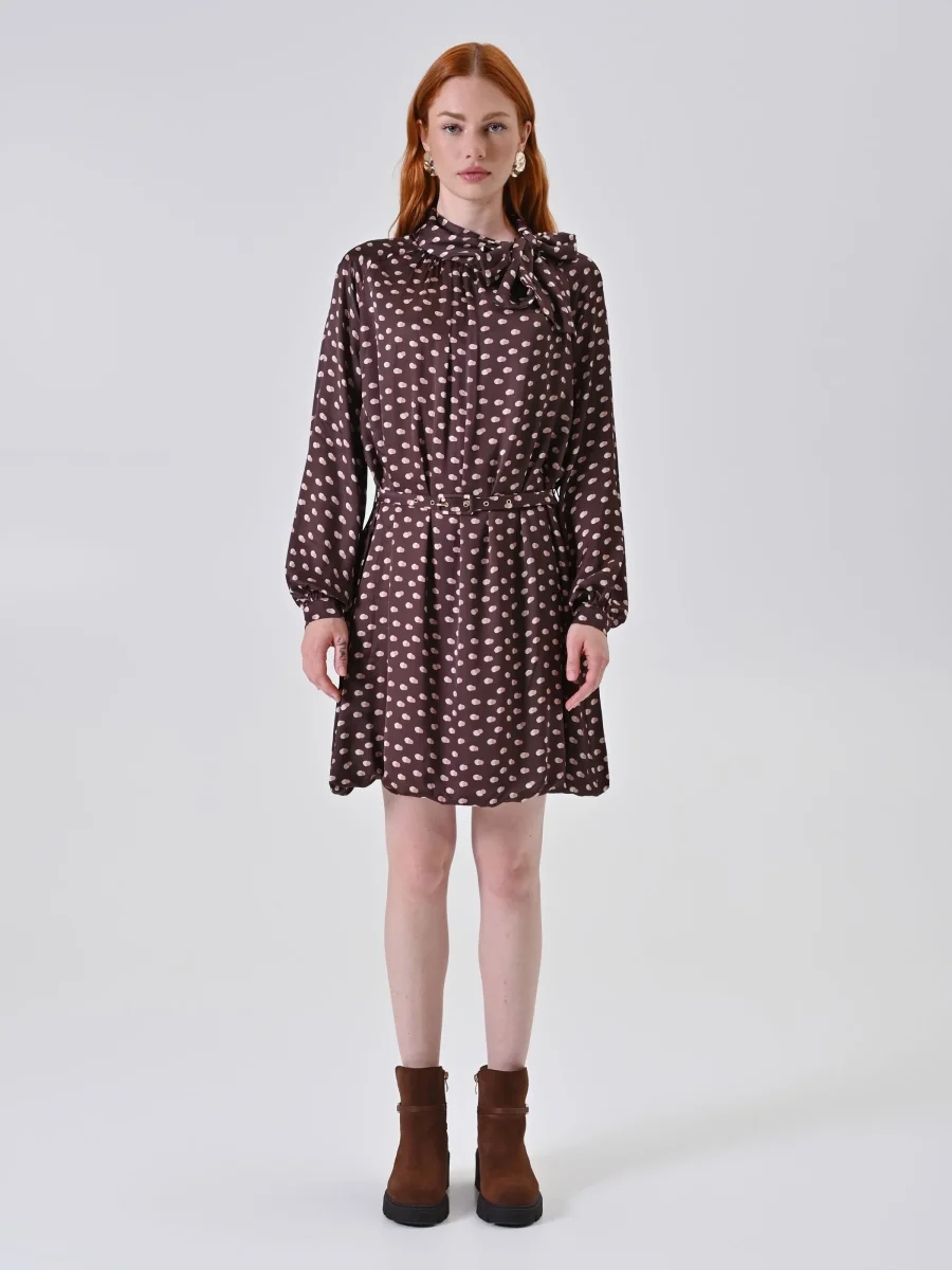 Abito chemisier a pois cioccolato con fusciacca – Image 2