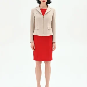 Giacca avvitata color tortora beige effetto camoscio