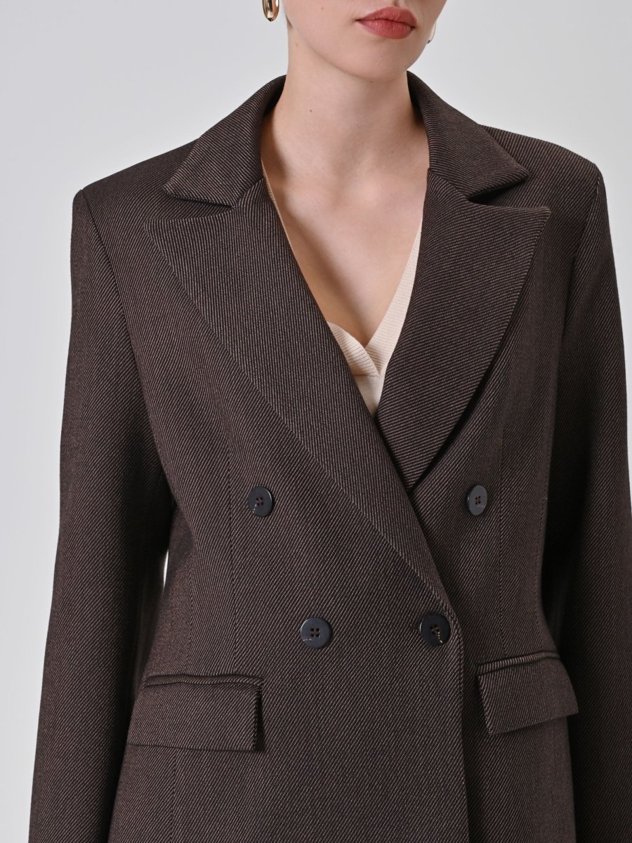 Giacca doppiopetto cioccolato in tessuto diagonale – Image 4