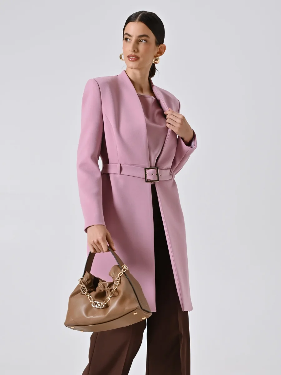 Spolverino Rosa Malva con Fibbia Geometrica – Image 8