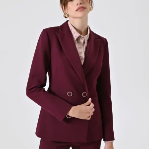 Giacca Bordeaux Doppiopetto con Bottoni Cerchiati