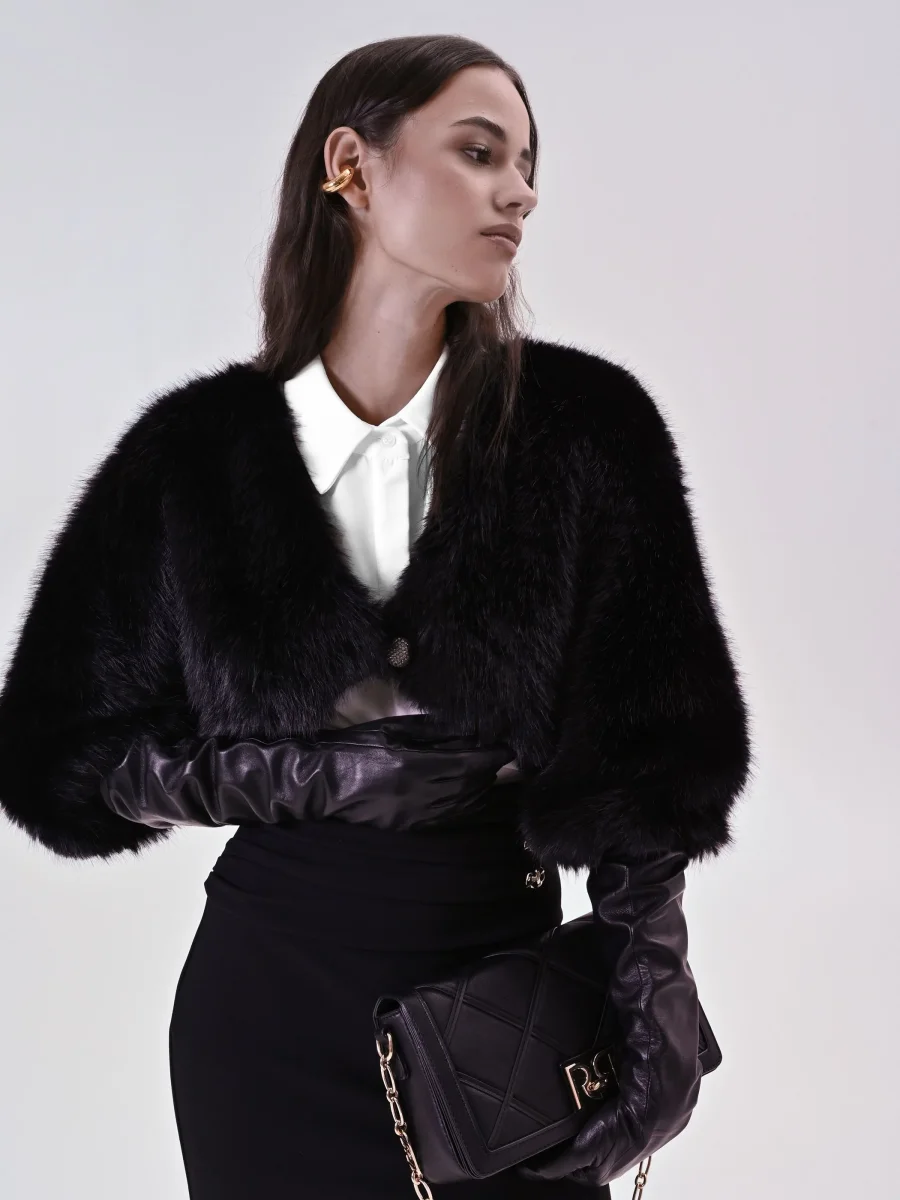 Coprispalle effetto Pelliccia Nera – Image 8